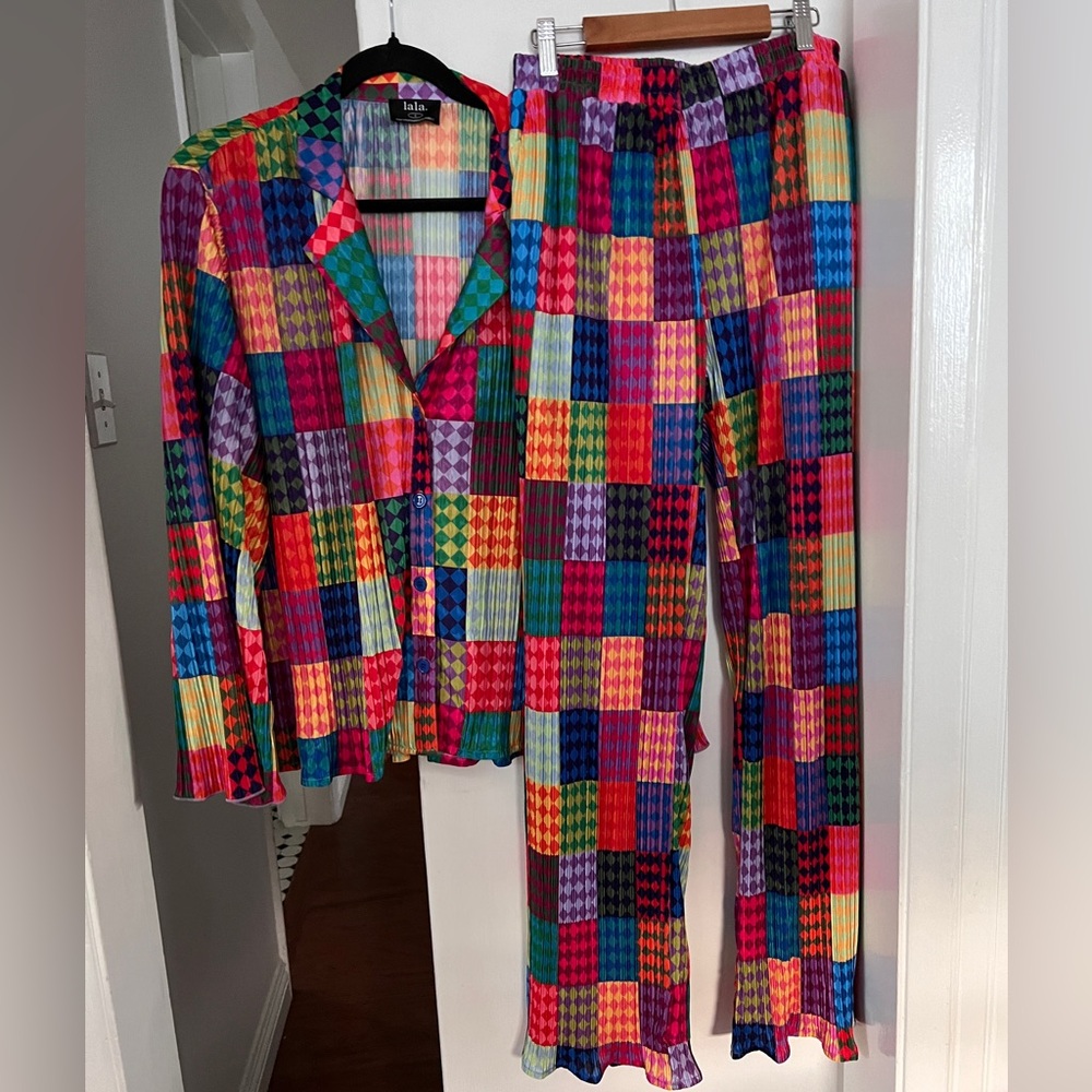 Dressed in LALA Colorful Plaid Set - Picture 3 of 5